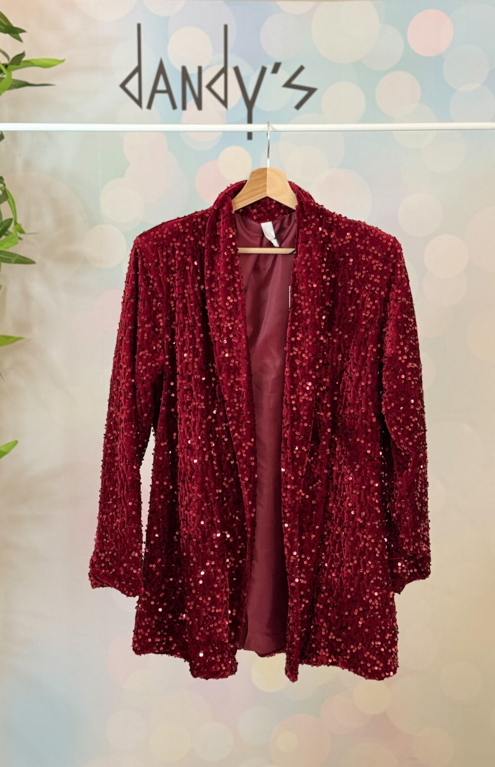 BLAZER PAILETTES BORDEAUX APERTA LUNGHEZZA MIDI