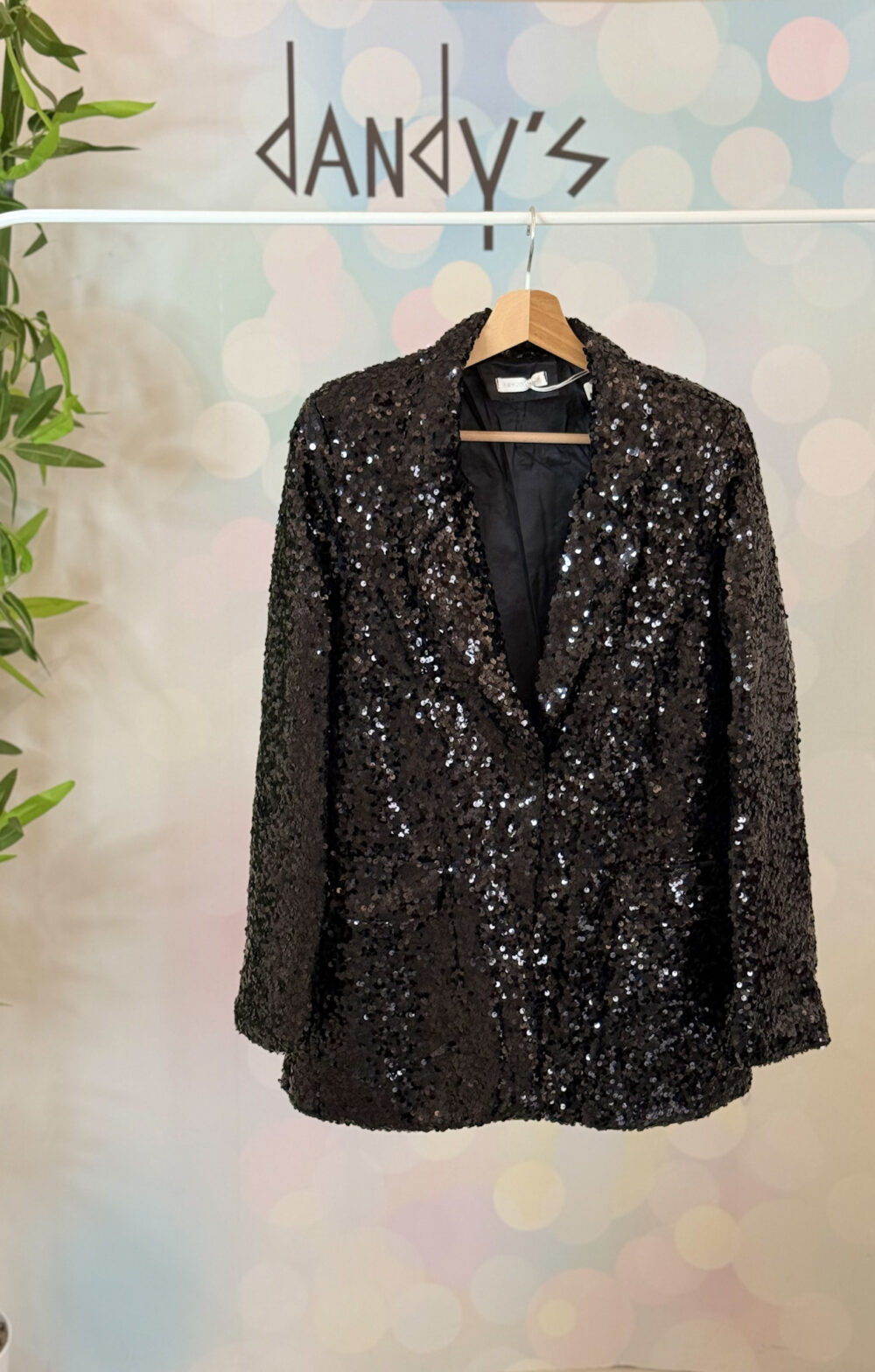 BLAZER PAILETTES TOTAL BLACK BOTTONE A SCOMPARSA