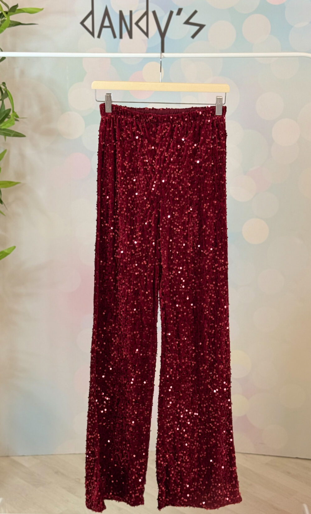 PANTALONE GAMBA LARGA PAILETTES ELASTICIZZATO