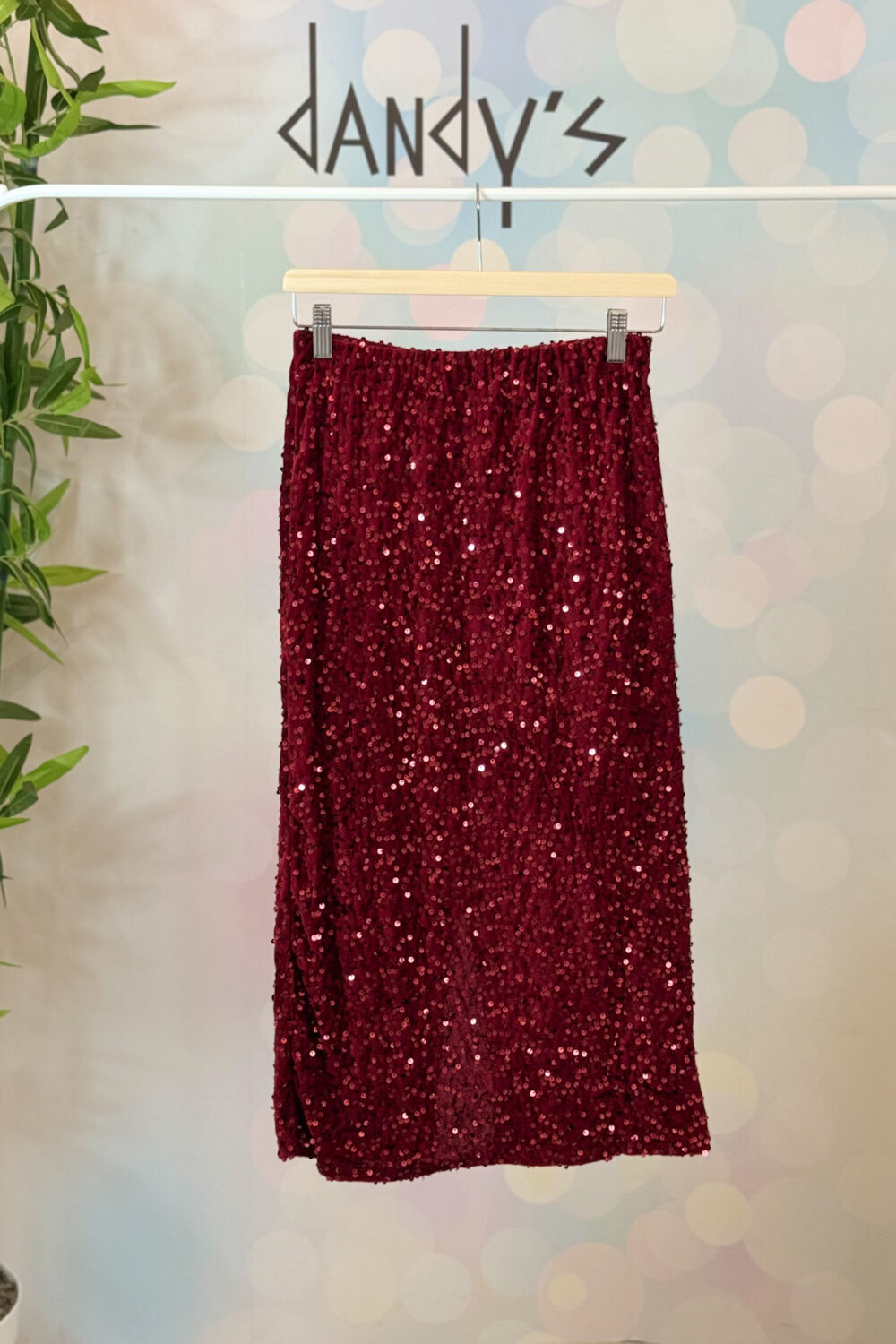 LONGUETTE CON PAILETTES ELASTICIZZATA BORDEAUX