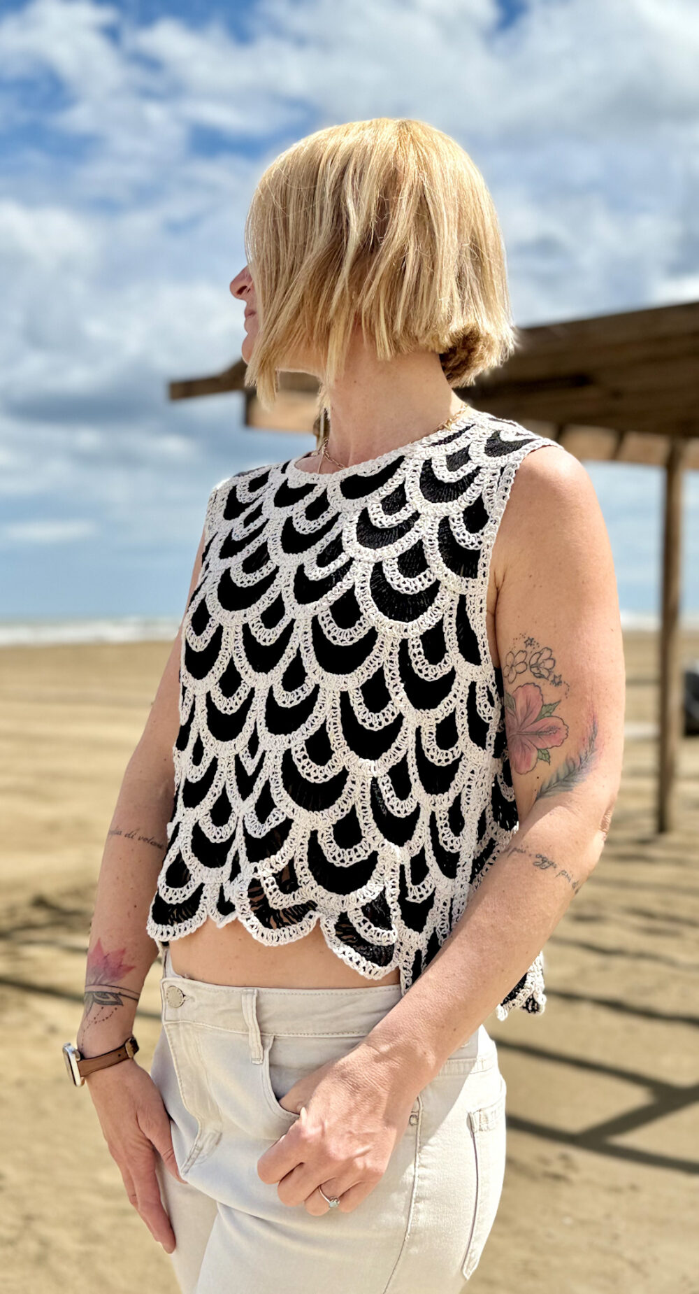 CANOTTA CROCHET EFFETTO PAVONE