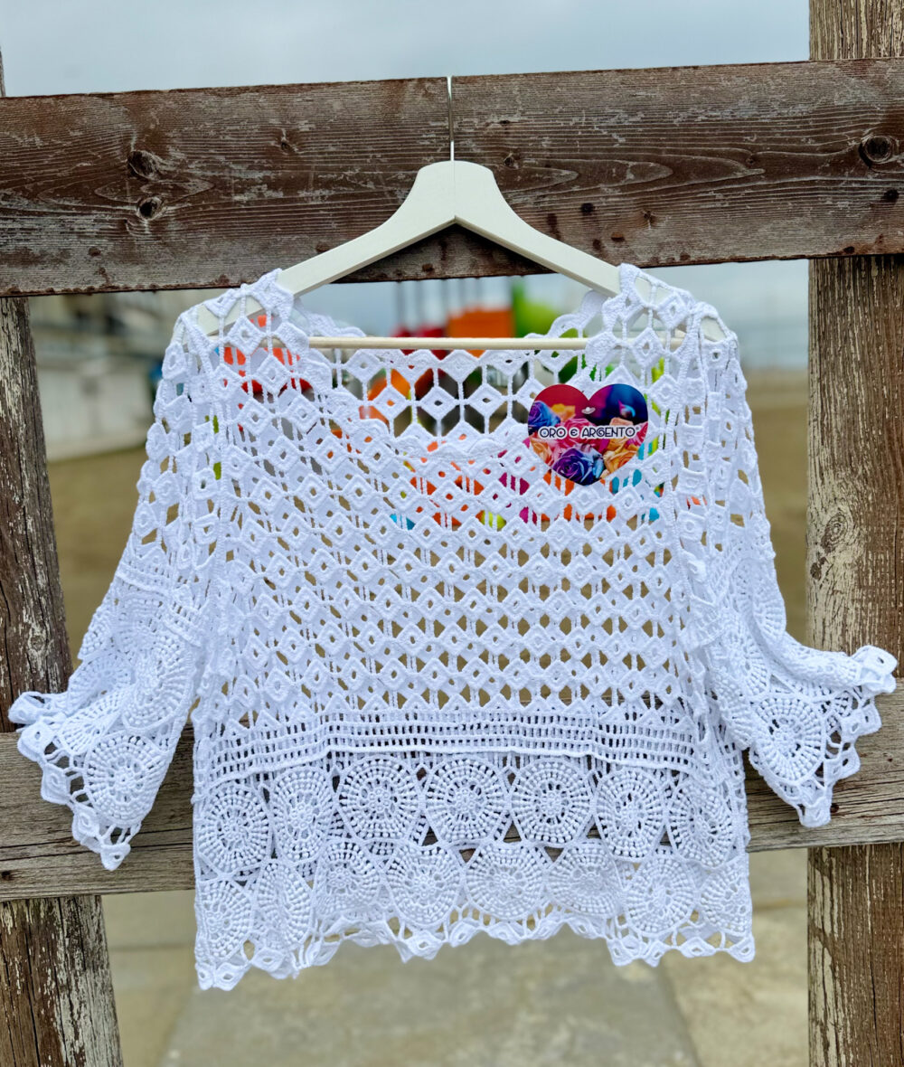 MAGLIA EFFETTO CROCHET MANICA 3\4