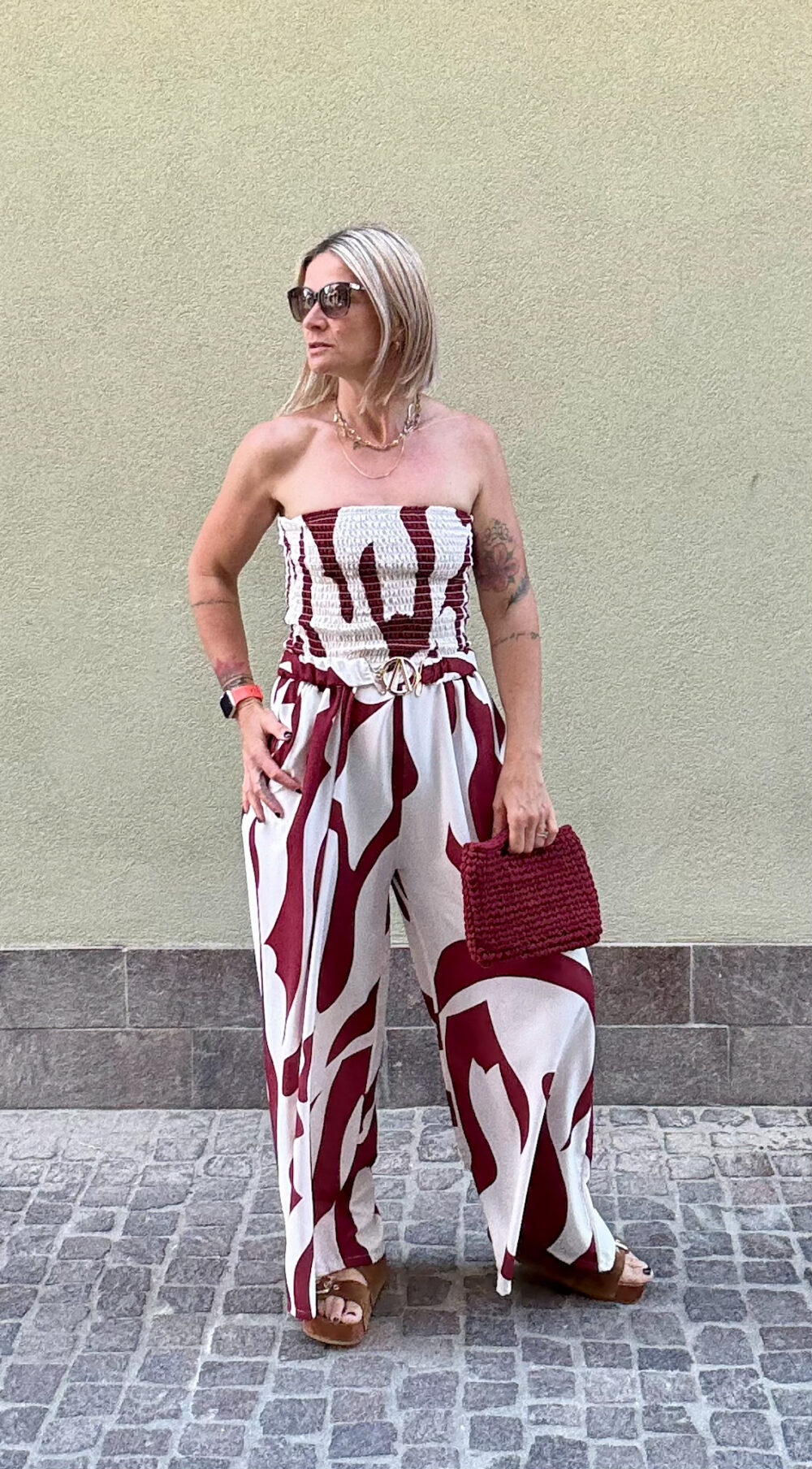 JUMPSUIT SENZA SPALLINE A PALAZZO FANTASIA