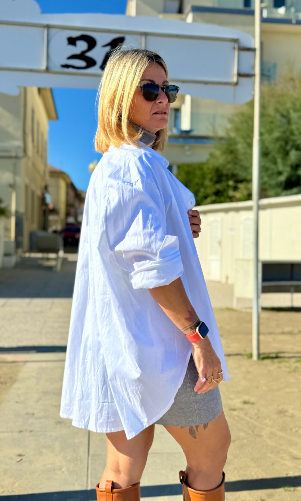 CAMICIA OVER IN COTONE ELASTICIZZATO