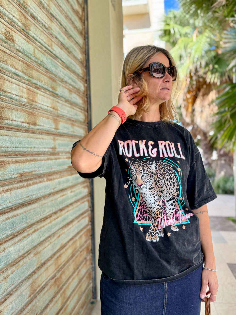 TSHIRT AMPIA VINTAGE CON STAMPA TIGRE