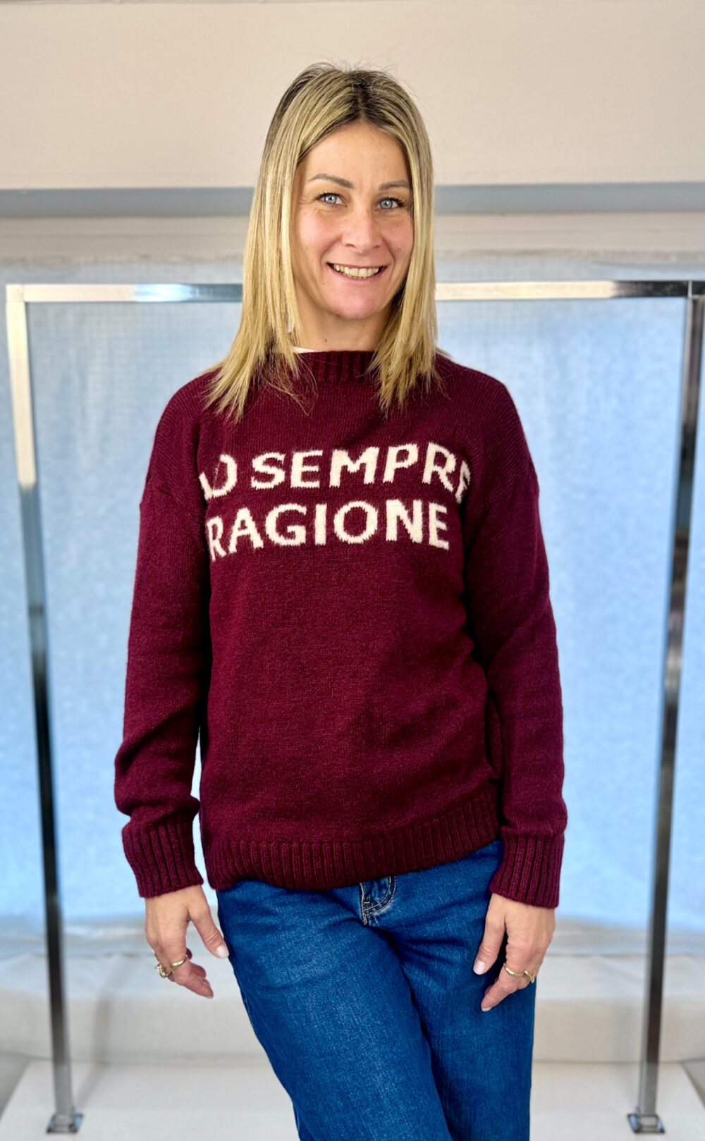MAGLIONE MISTO LANA SCRITTE DIVERTENTI
