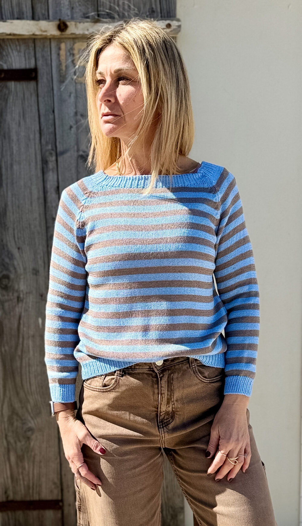 MAGLIA IN COTONE GARZATO A RIGHE